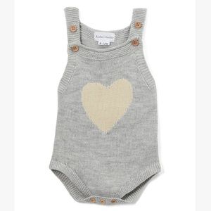 2 for $25 - Tutu & Lulu Gray Knit Heart Sweater Baby Onesie Bodysuit 3-6 months